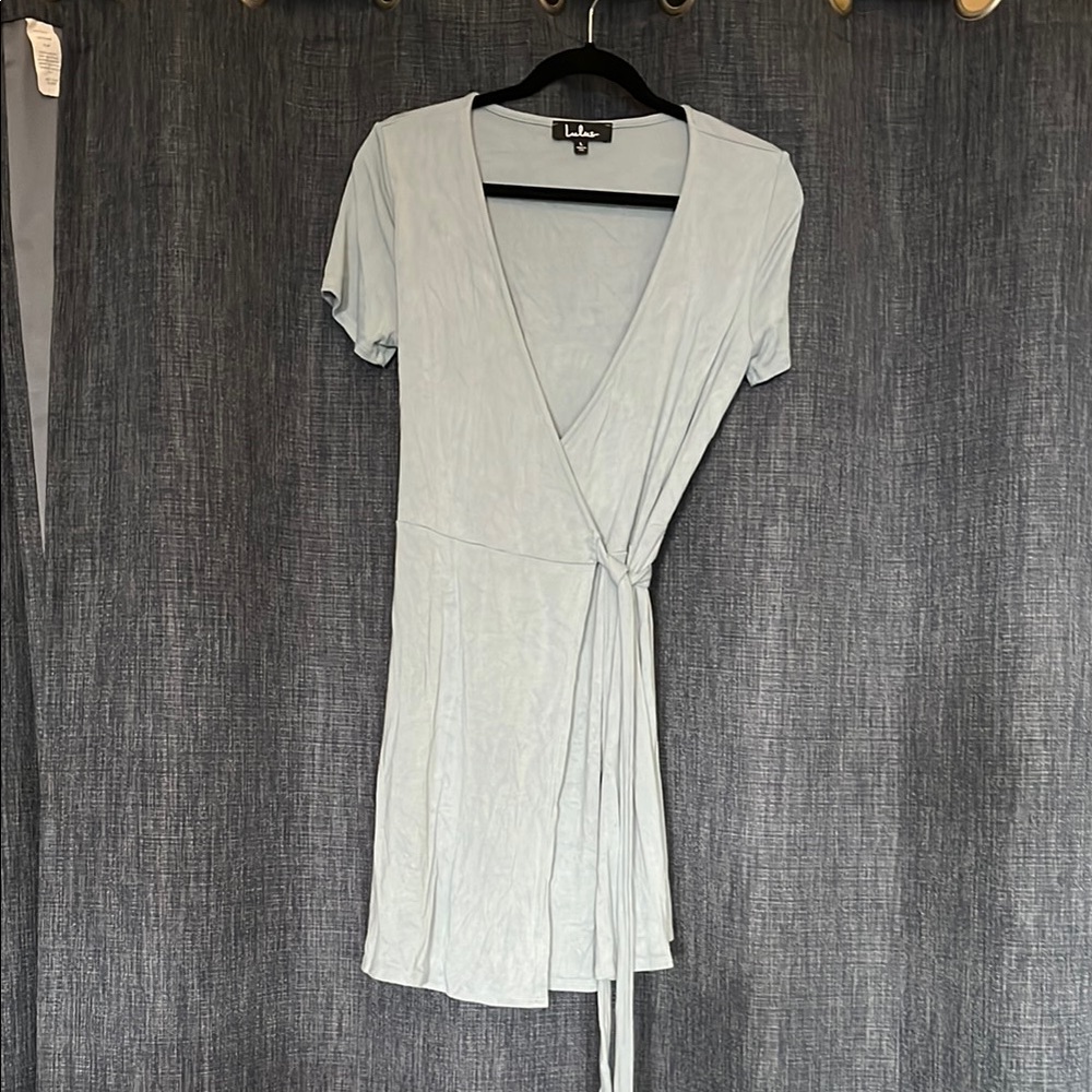 Womens Large Lulu's Blue Gray Wrap Dress